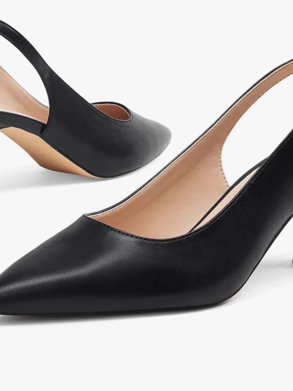 Gen Shuo Classic Black Pointed Slingback Pumps size 9